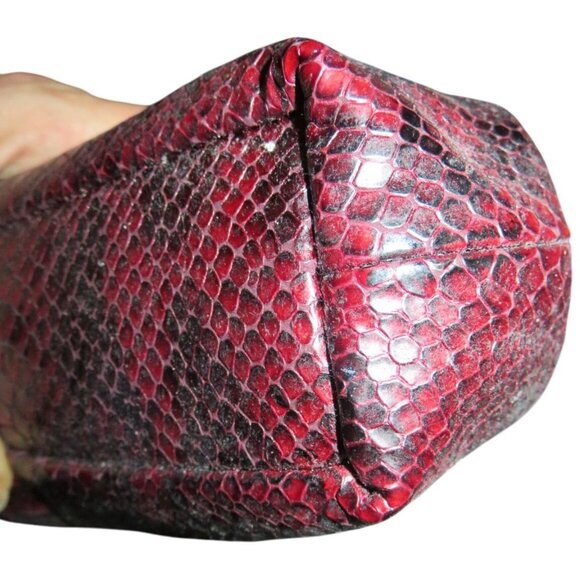 Brighton Limited Edition Red Python Embossed Leather heart kiss lock clutch - Picture 10 of 13